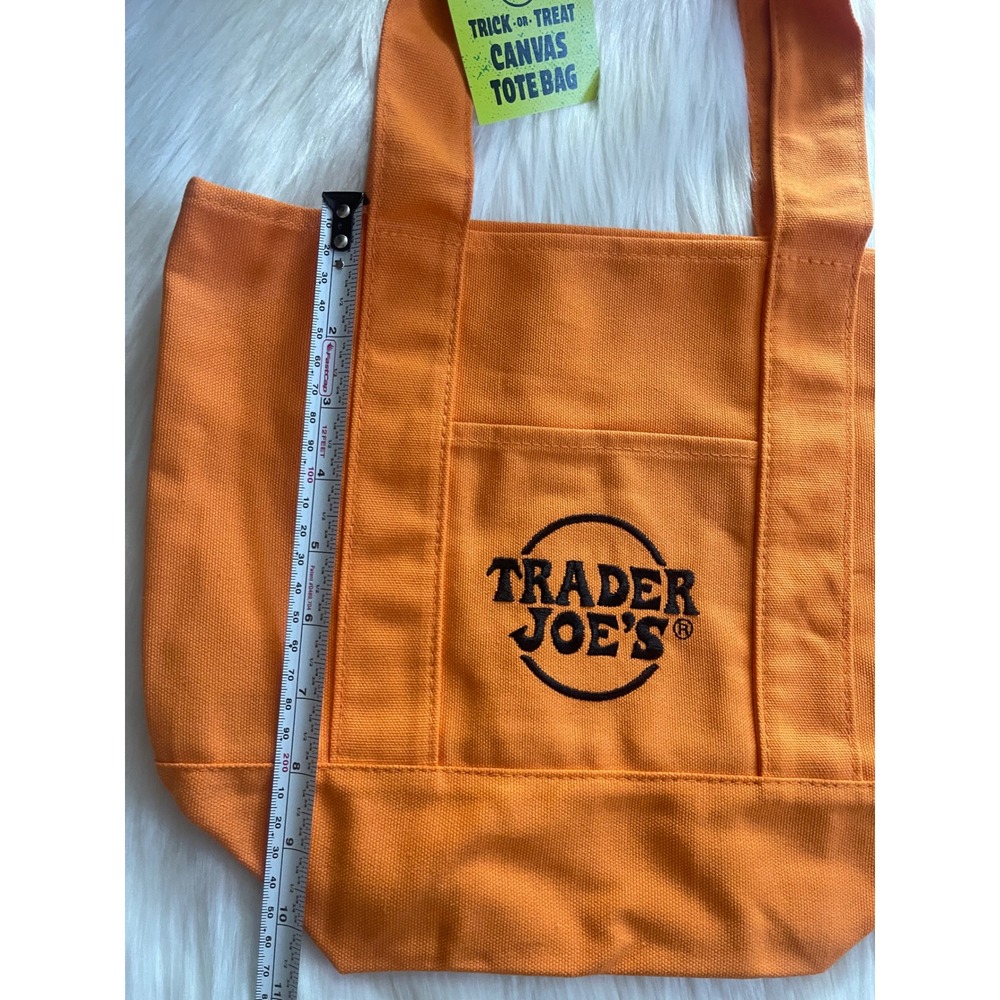 Trick or Treat Trader Joe's Mini Halloween Orange Canvas Tote Bag New - Picture 6 of 6